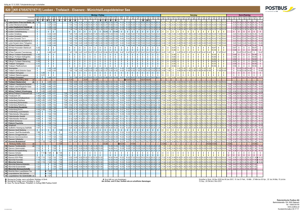 (Kfl 6705/6707/6715) Leoben - Trofaiach - Eisenerz - Münichtal/Leopoldsteiner See