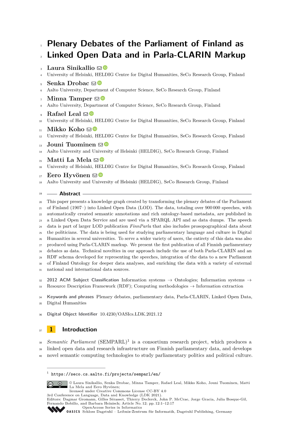 Linked Open Data and in Parla-CLARIN Markup