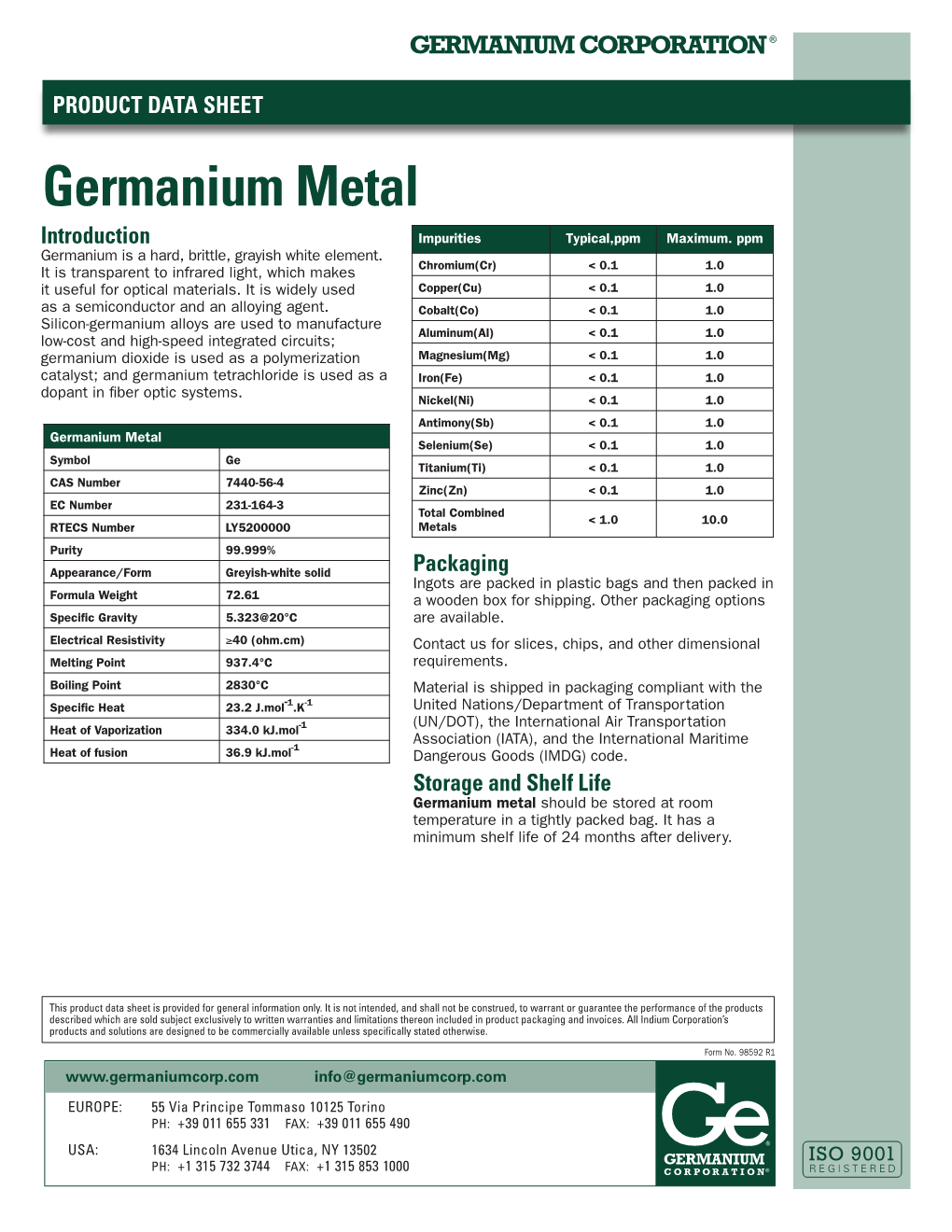 Germanium Metal 98592 R1