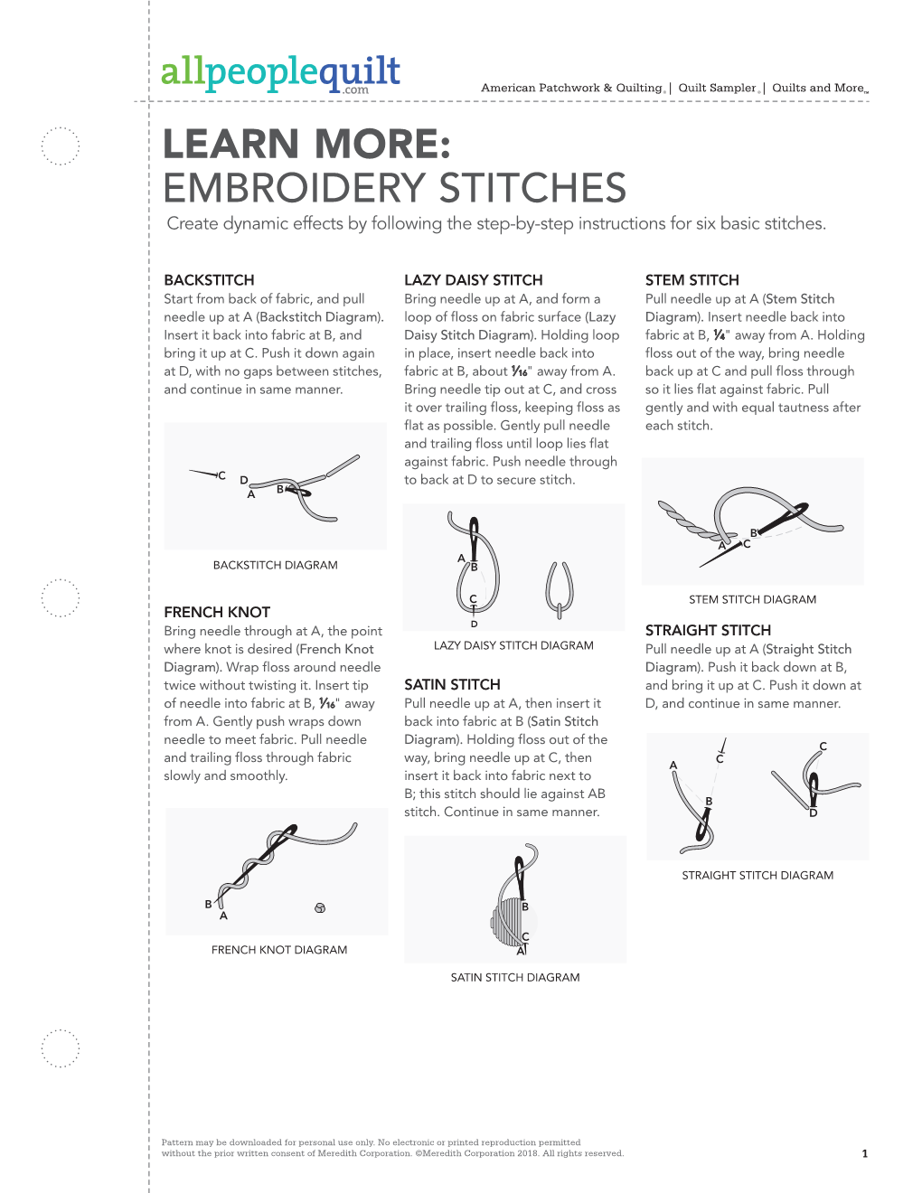 EMBROIDERY STITCHES B D D C B a B C D B C F G H F Create Dynamic Effects by Following the Step-By-Step Instructions for Six Basic Stitches.A E a a C B