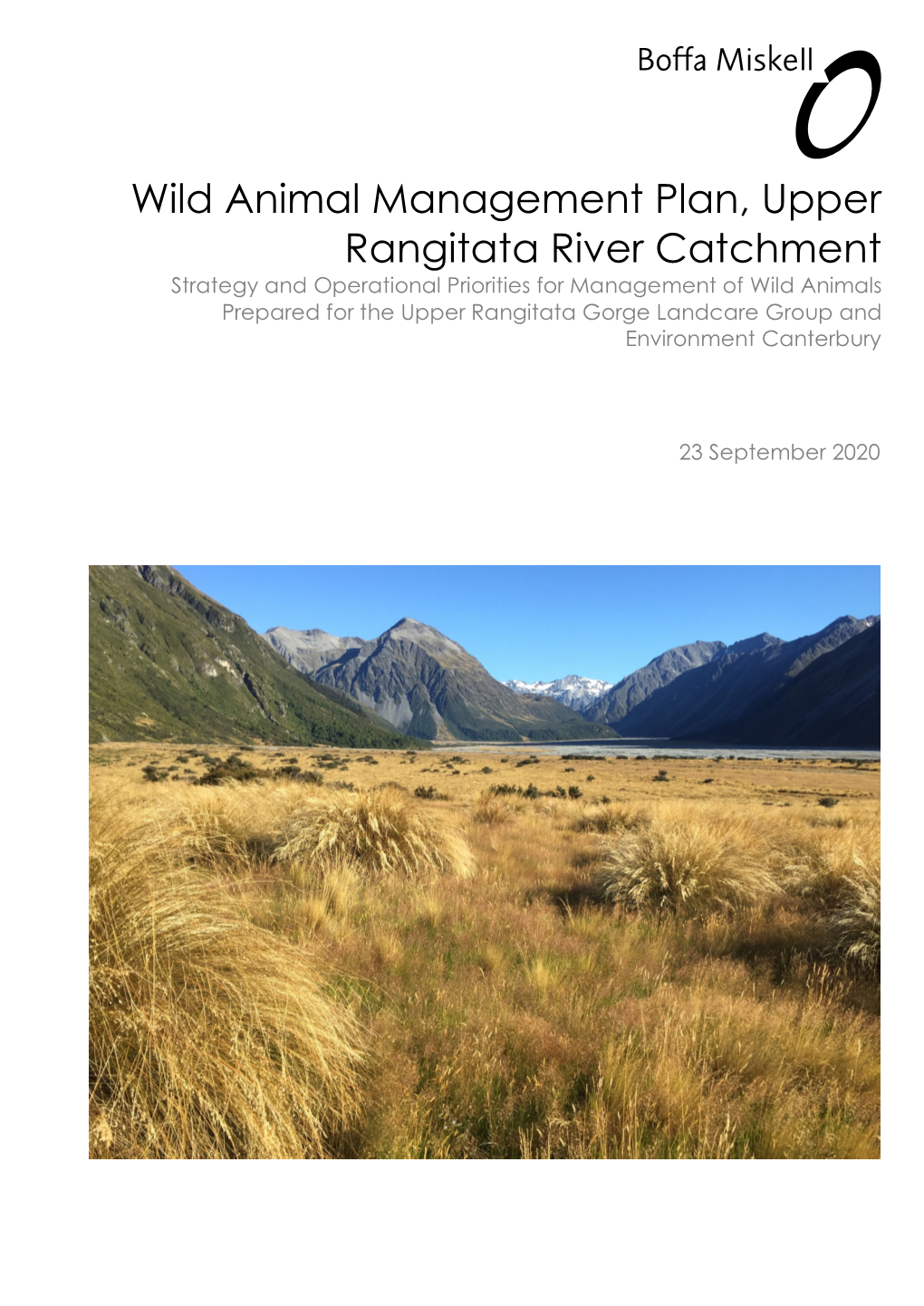 Wild Animal Management Plan, Upper Rangitata River Catchment