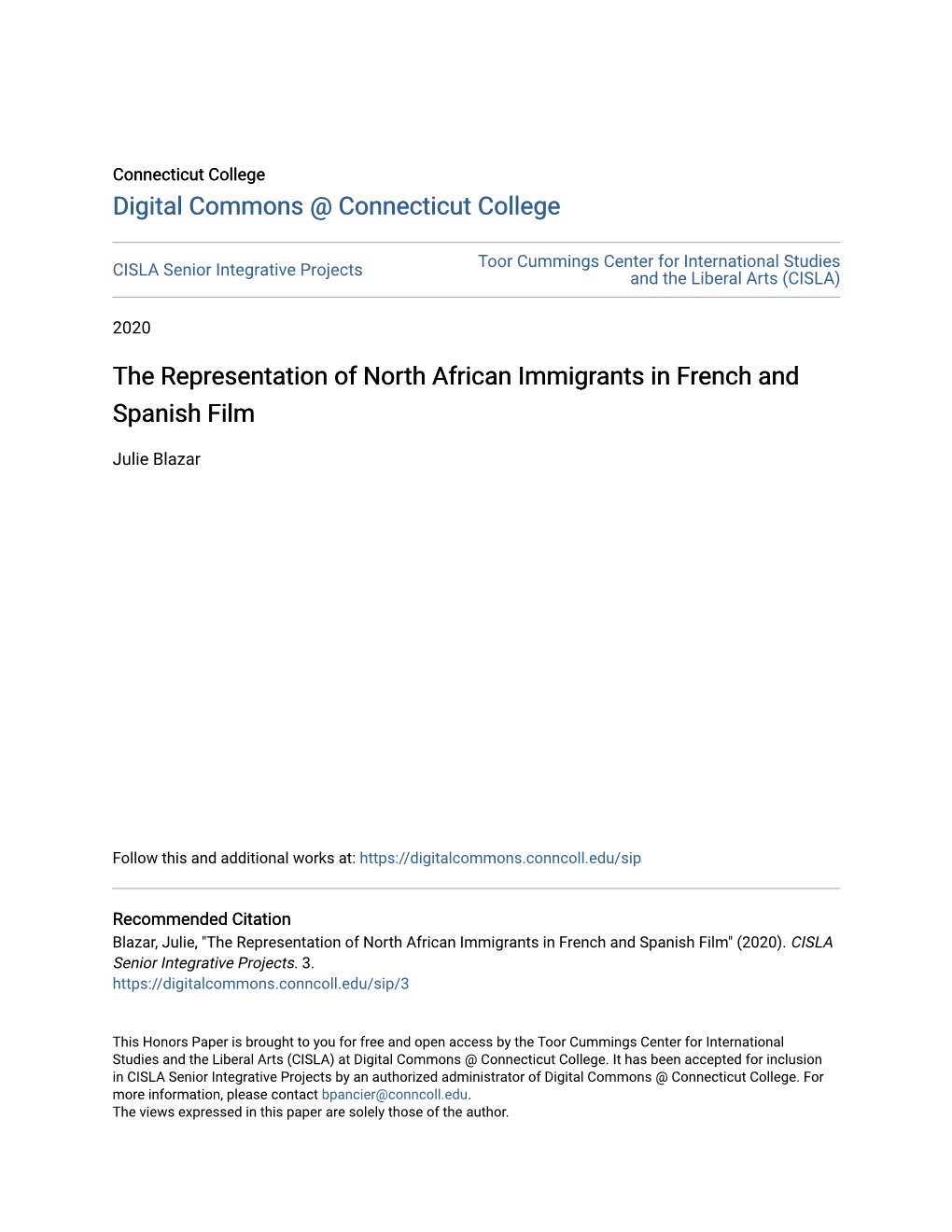 The Representation of North African Immigrants in French and Spanish Film