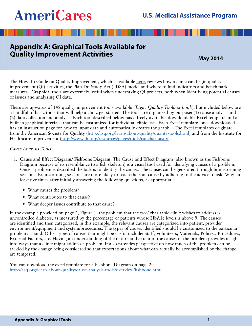 Appendix A: Graphical Tools Available for Quality Improvement Activities May 2014