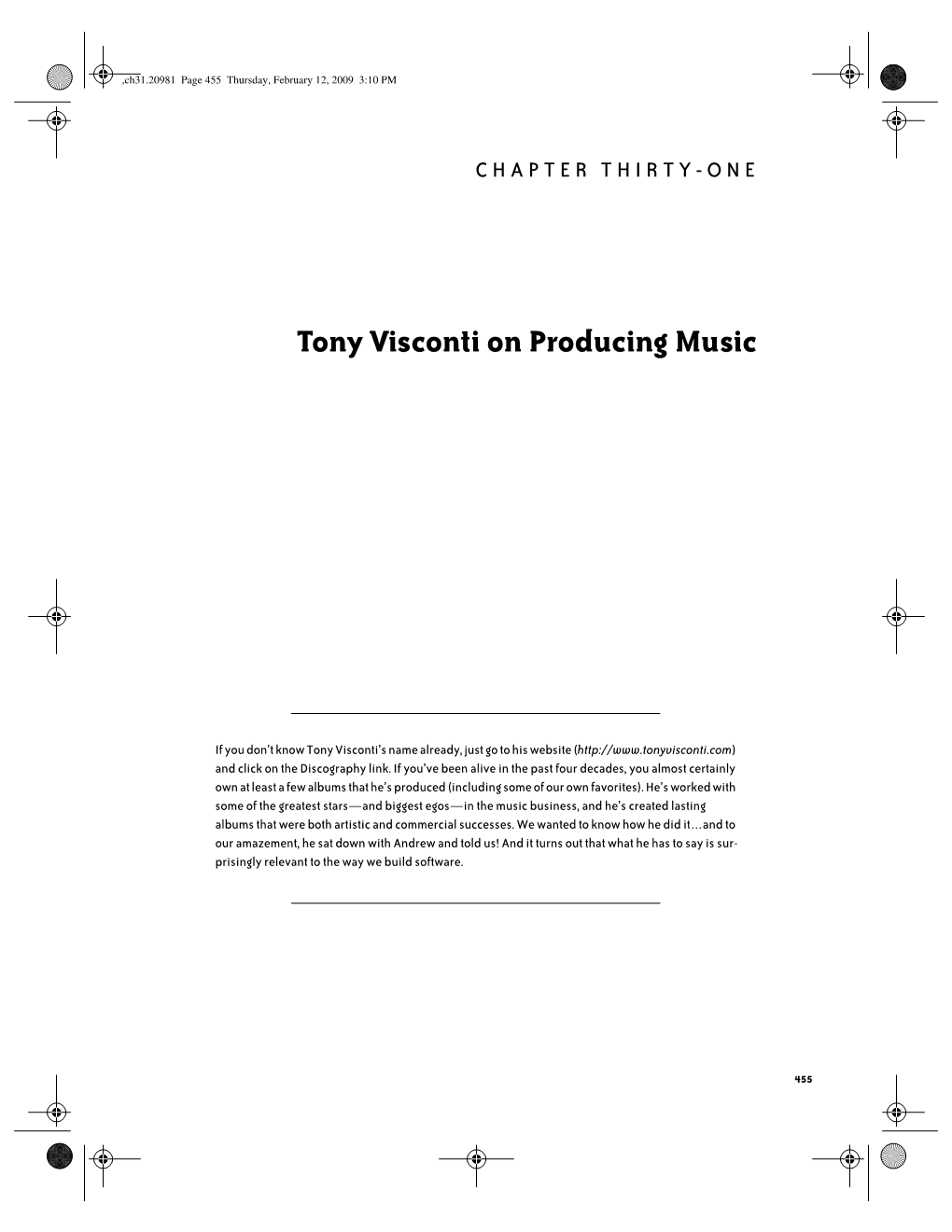 Tony Visconti on Producing Music