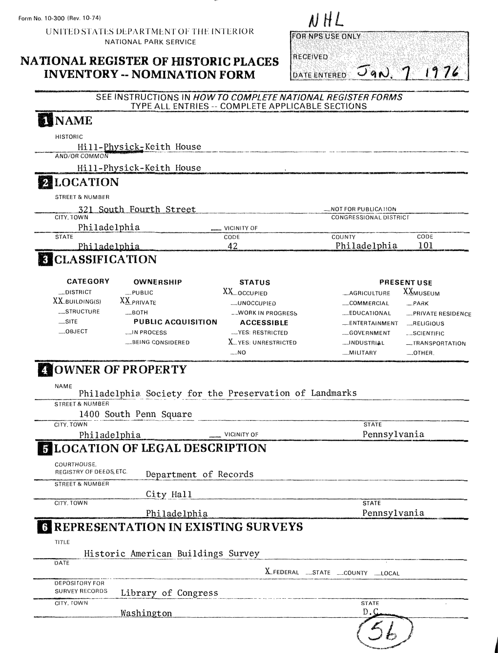 National Register of Historic Places Inventory - Nomination Form