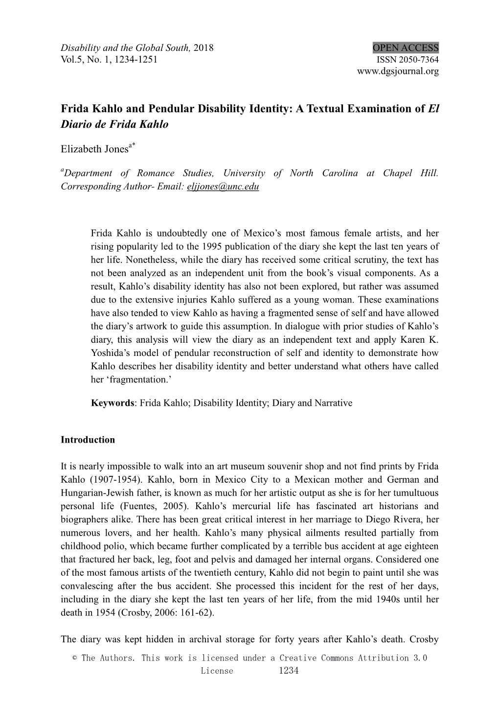 Frida Kahlo and Pendular Disability Identity: a Textual Examination of El Diario De Frida Kahlo