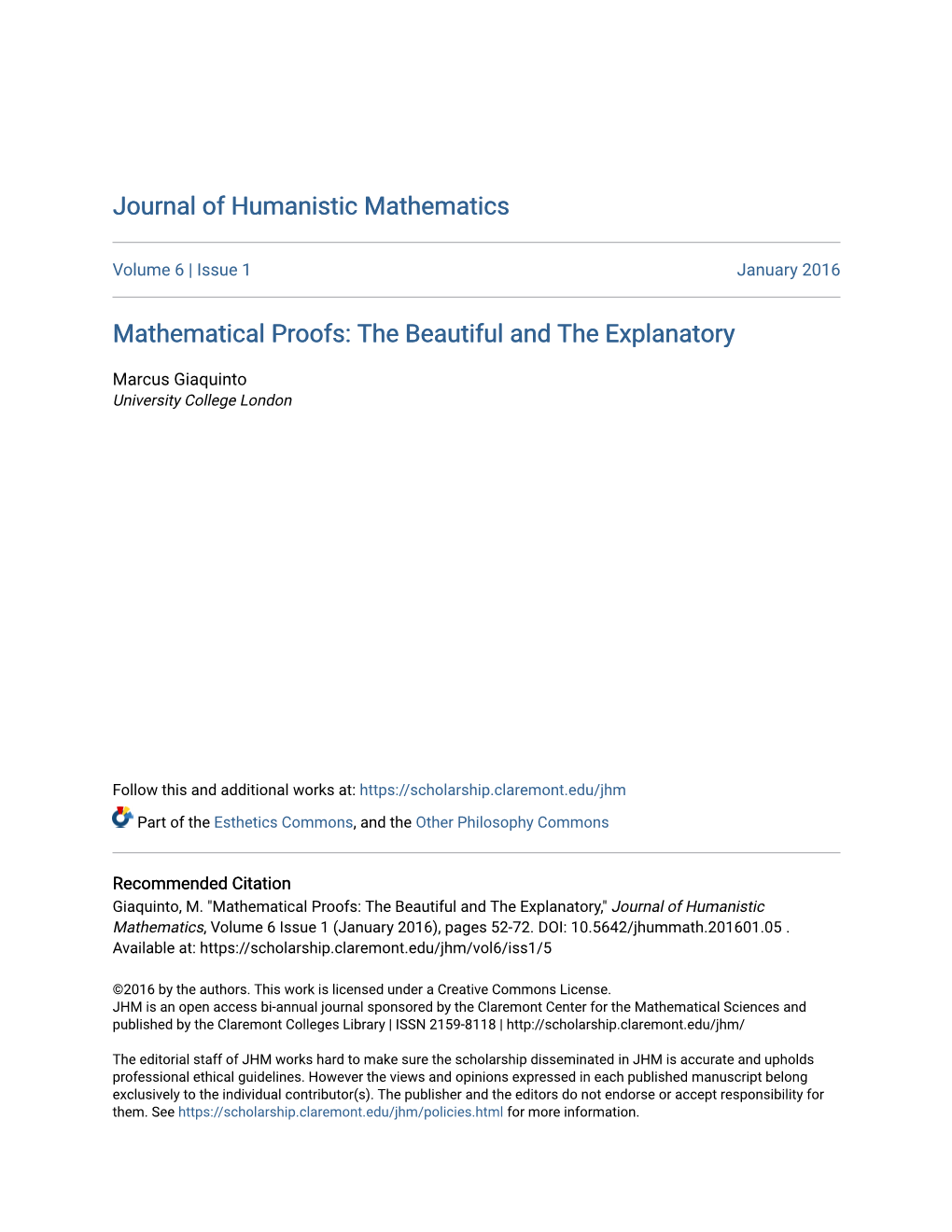 Mathematical Proofs: the Beautiful and the Explanatory