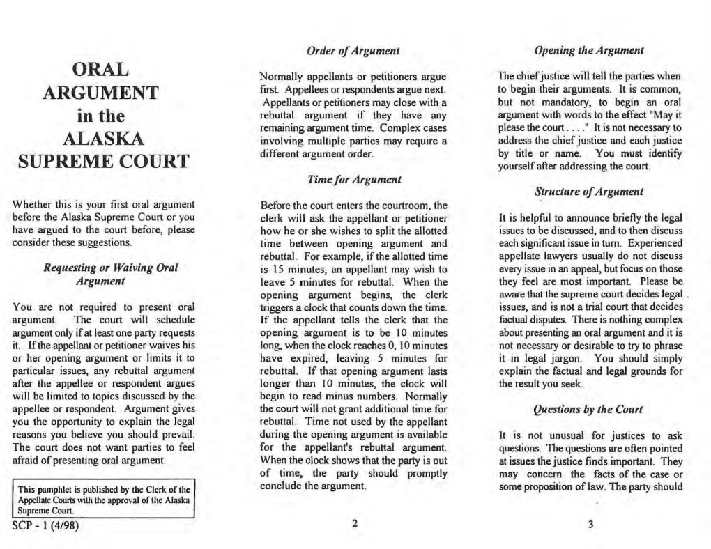 Oral Argument in the Alaska Supreme Court
