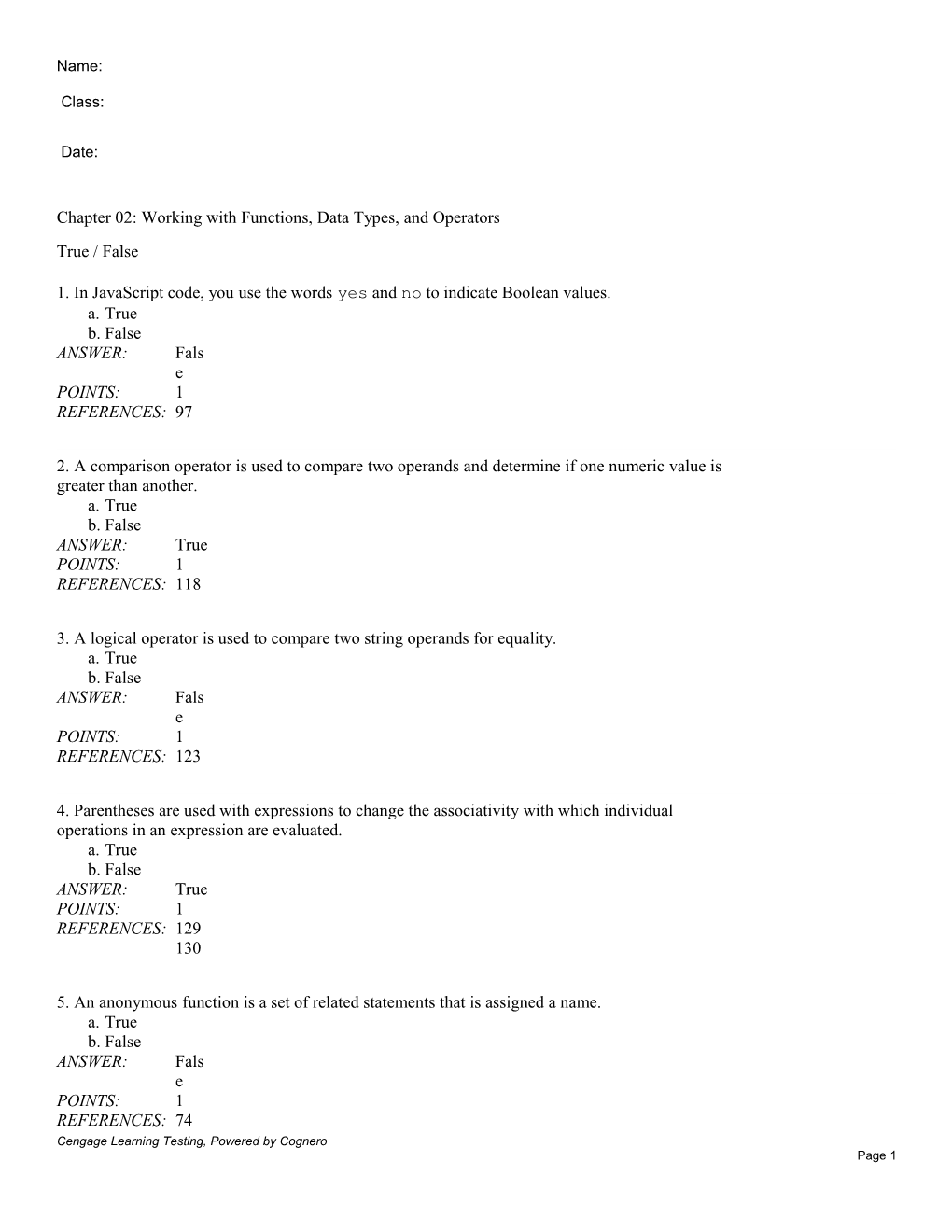 Chapter 02: Working with Functions, Data Types, and Operators