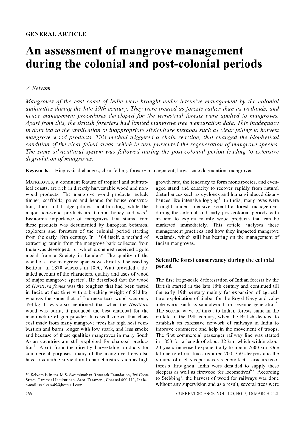 An Assessment of Mangrove Management During the Colonial and Post-Colonial Periods