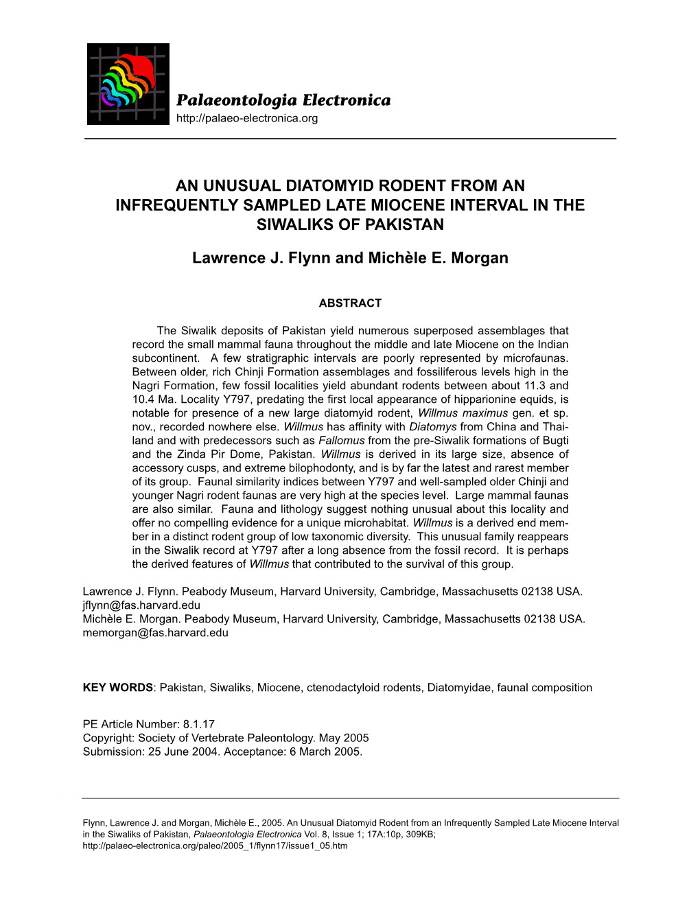 An Unusual Diatomyid Rodent from an Infrequently Sampled Late Miocene Interval in the Siwaliks of Pakistan