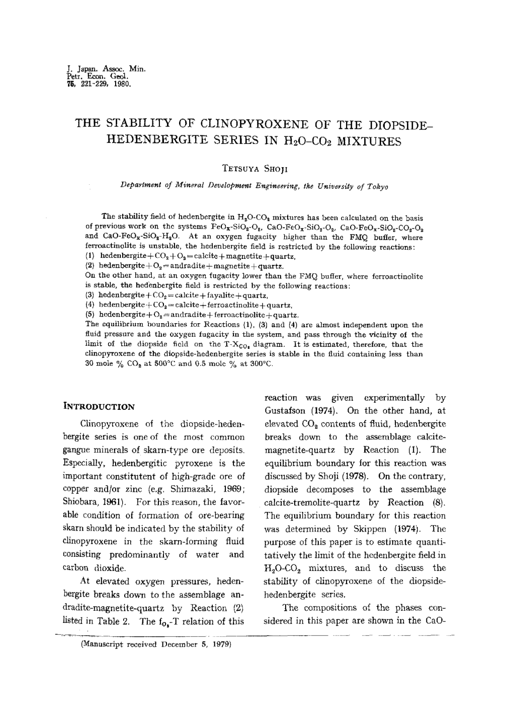 INTRODUCTION Clinopyroxene of the Diopside-Heden- Bergite Series Is