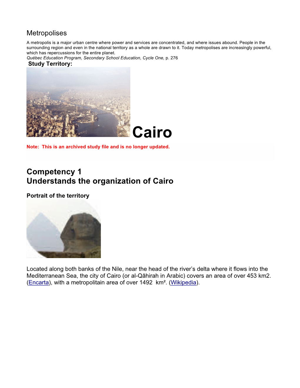 Metropolises Study Cairo