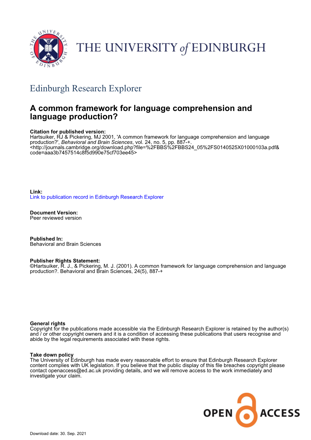 The Theory of Event Coding (TEC): a Framework for Perception and Action Planning