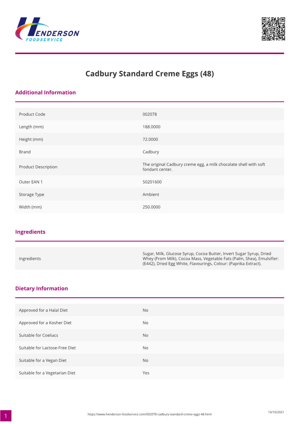Cadbury Standard Creme Eggs (48)