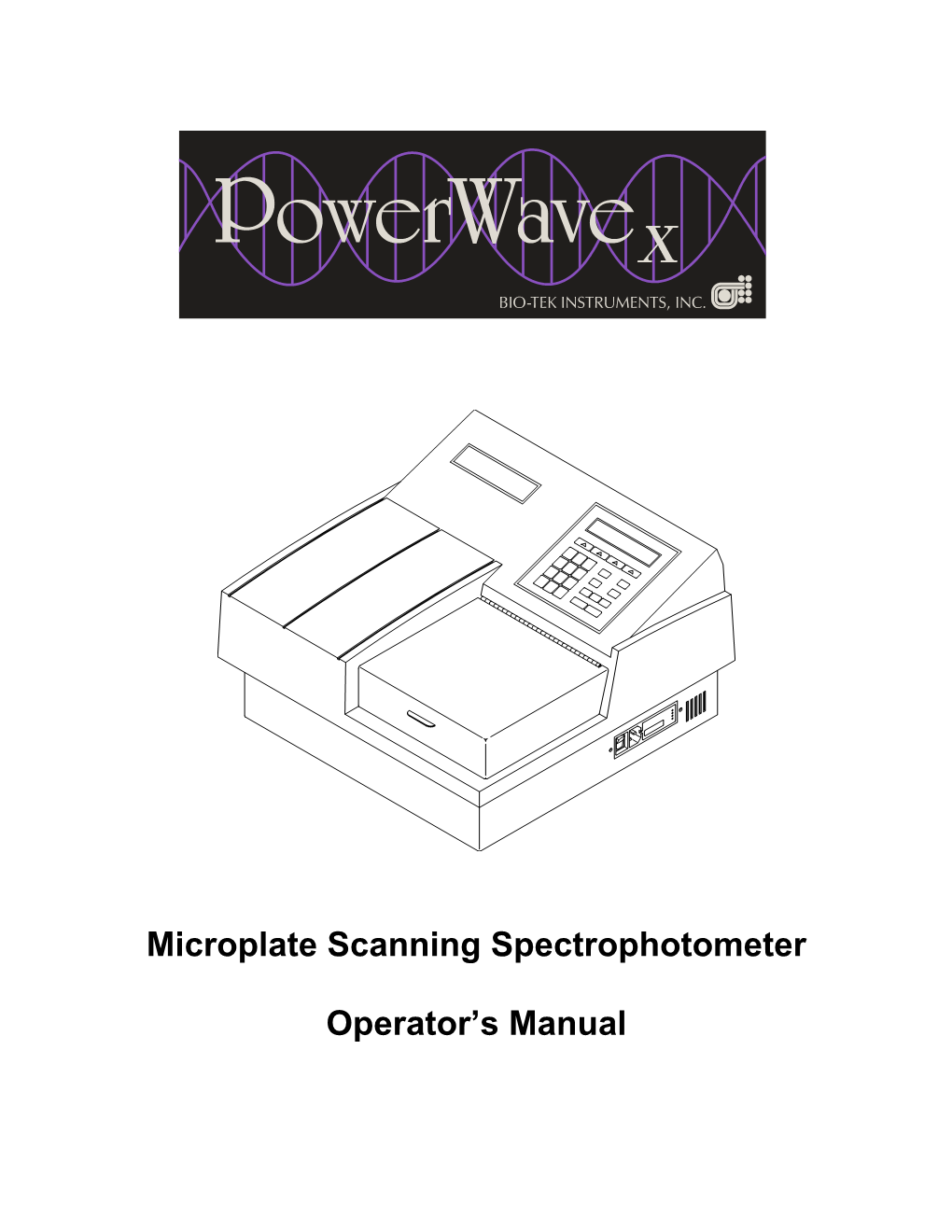 Microplate Scanning Spectrophotometer Operator's Manual