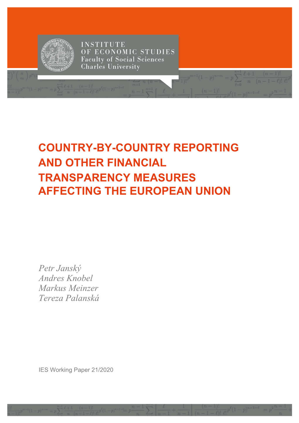 Country-By-Country Reporting and Other Financial Transparency Measures Affecting the European Union