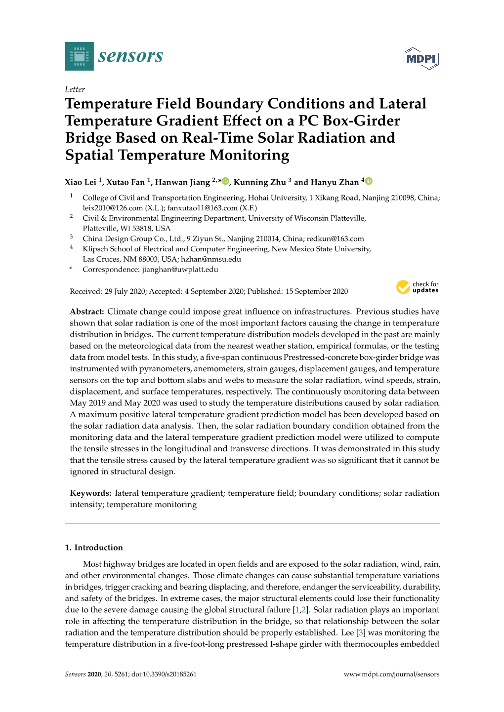 Temperature Field Boundary Conditions and Lateral