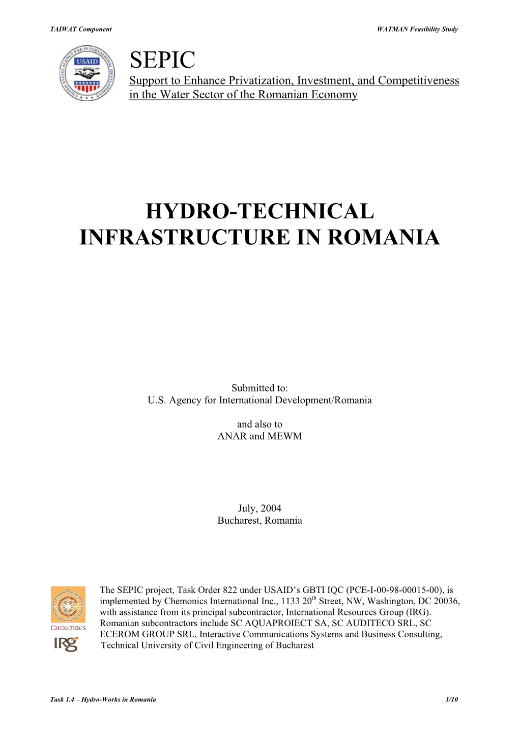 Hydro-Technical Infrastructure in Romania