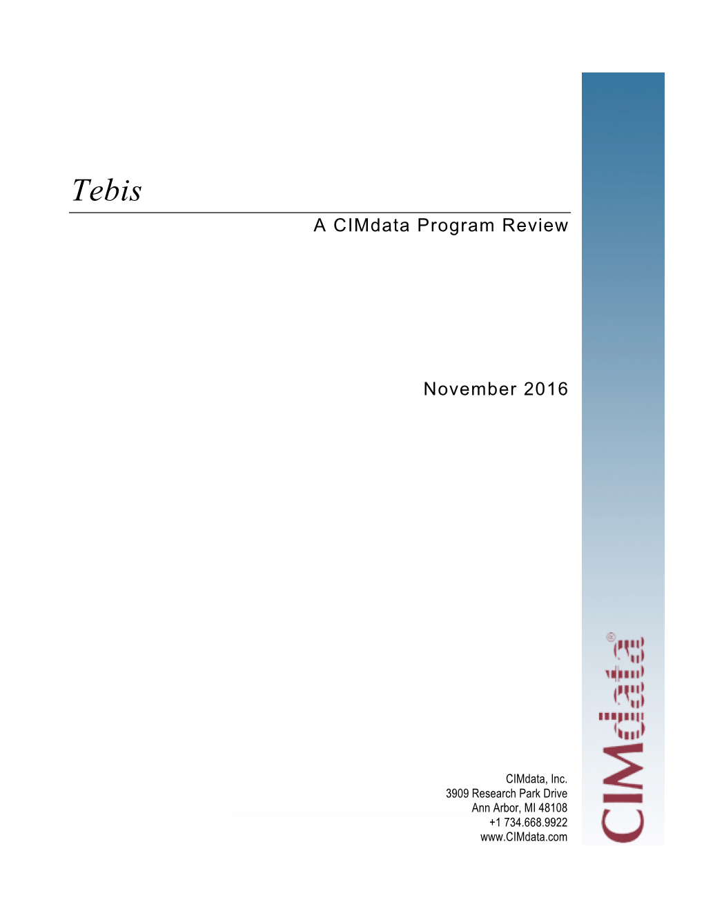 A Cimdata Program Review November 2016