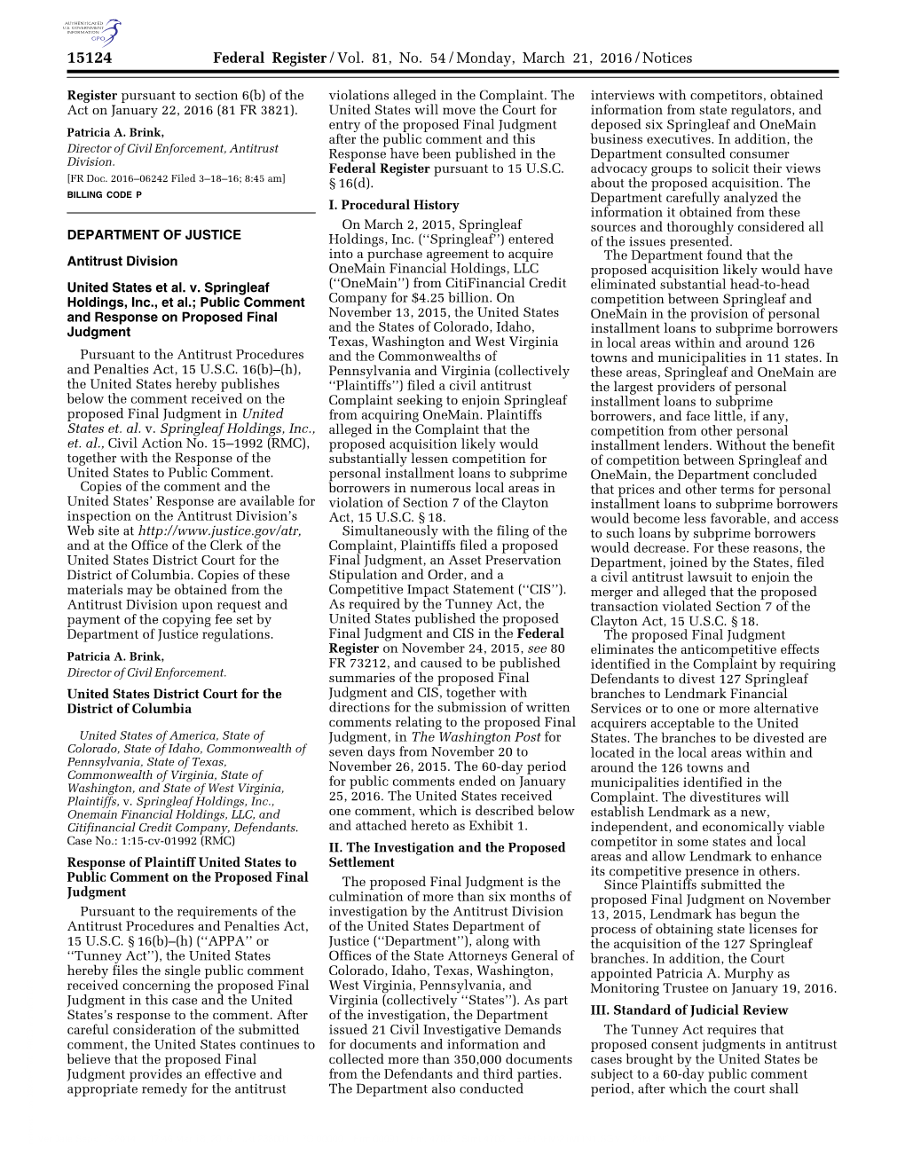 Federal Register/Vol. 81, No. 54/Monday, March 21, 2016/Notices