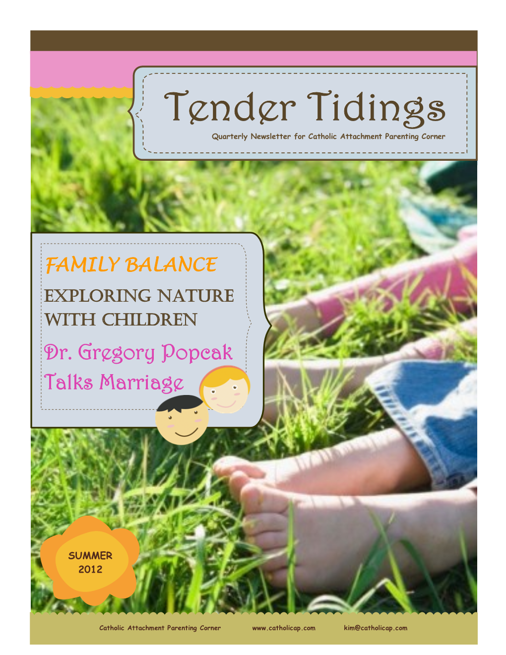 Tender Tidings Quarterly Newsletter for Catholic Attachment Parenting Corner