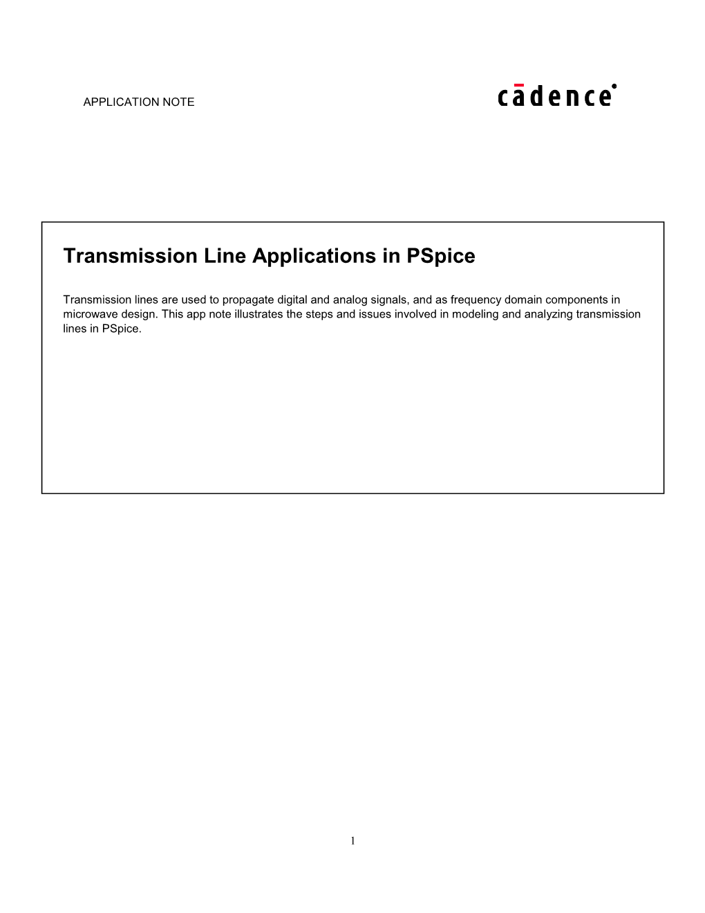 Transmission Line Applications in Pspice