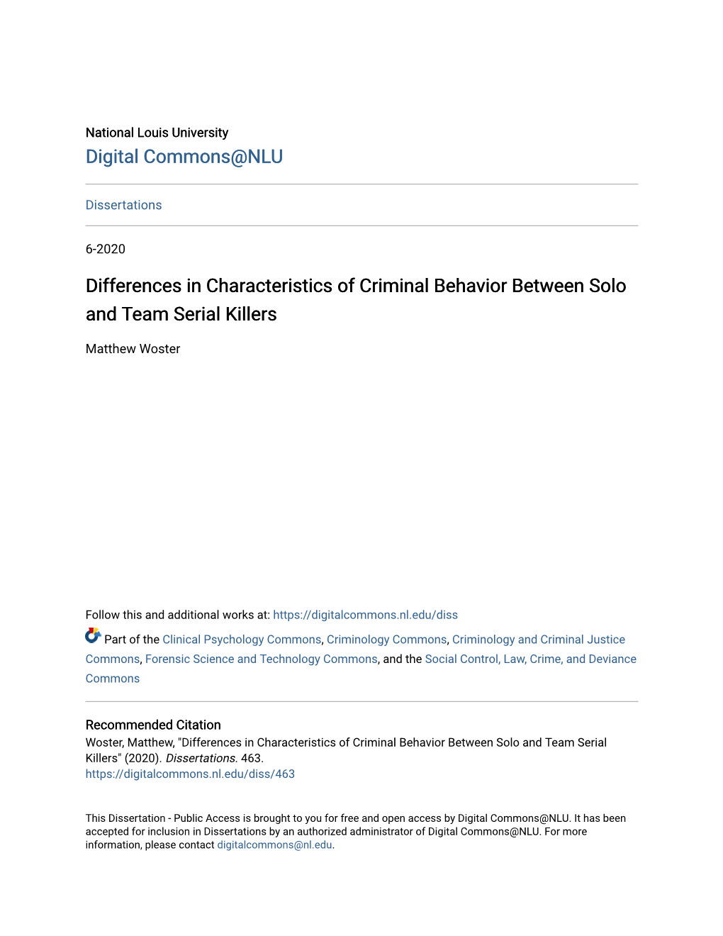 Differences in Characteristics of Criminal Behavior Between Solo and Team Serial Killers