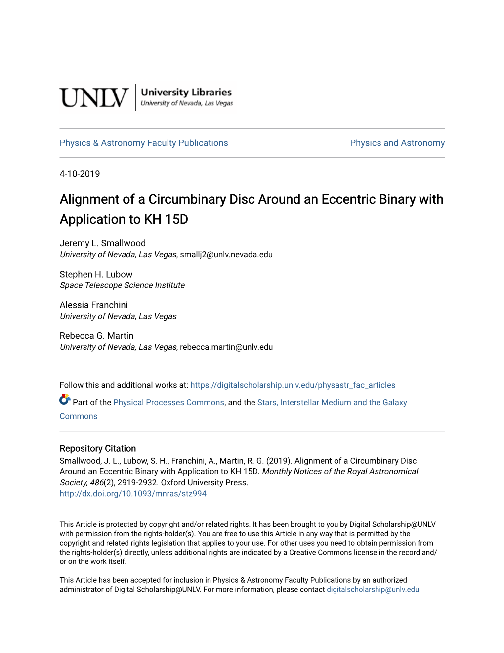 Alignment of a Circumbinary Disc Around an Eccentric Binary with Application to KH 15D