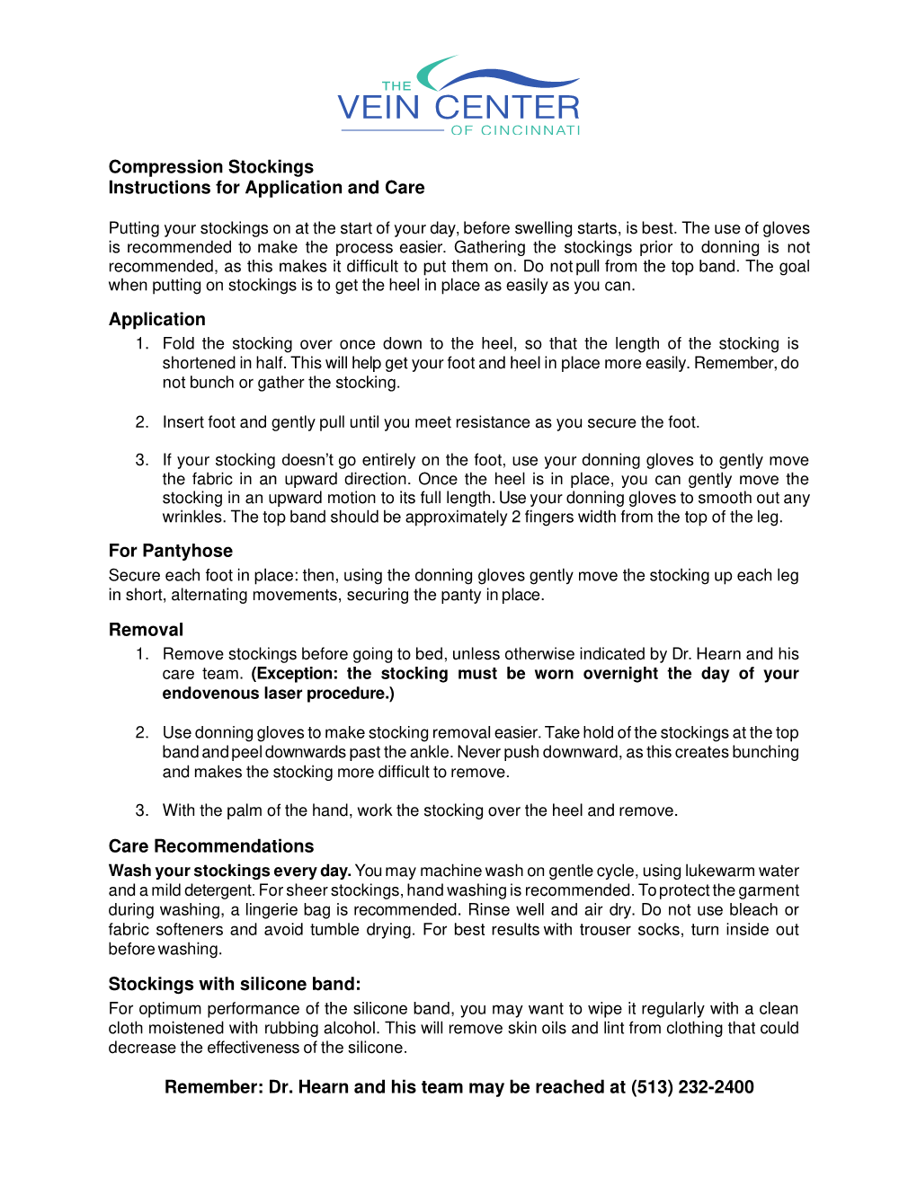 Compression Stockings Instructions for Application and Care