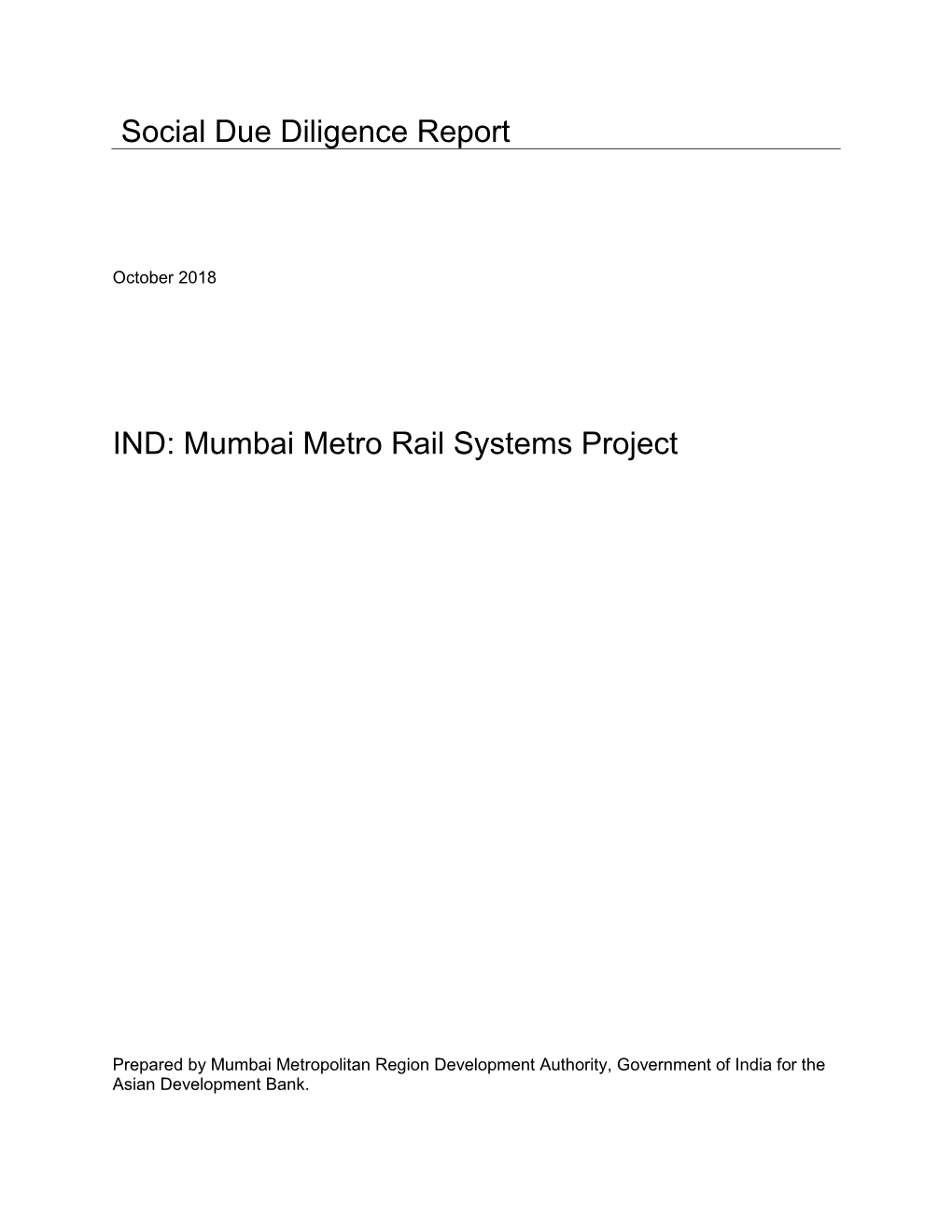 Mumbai Metro Rail Systems Project