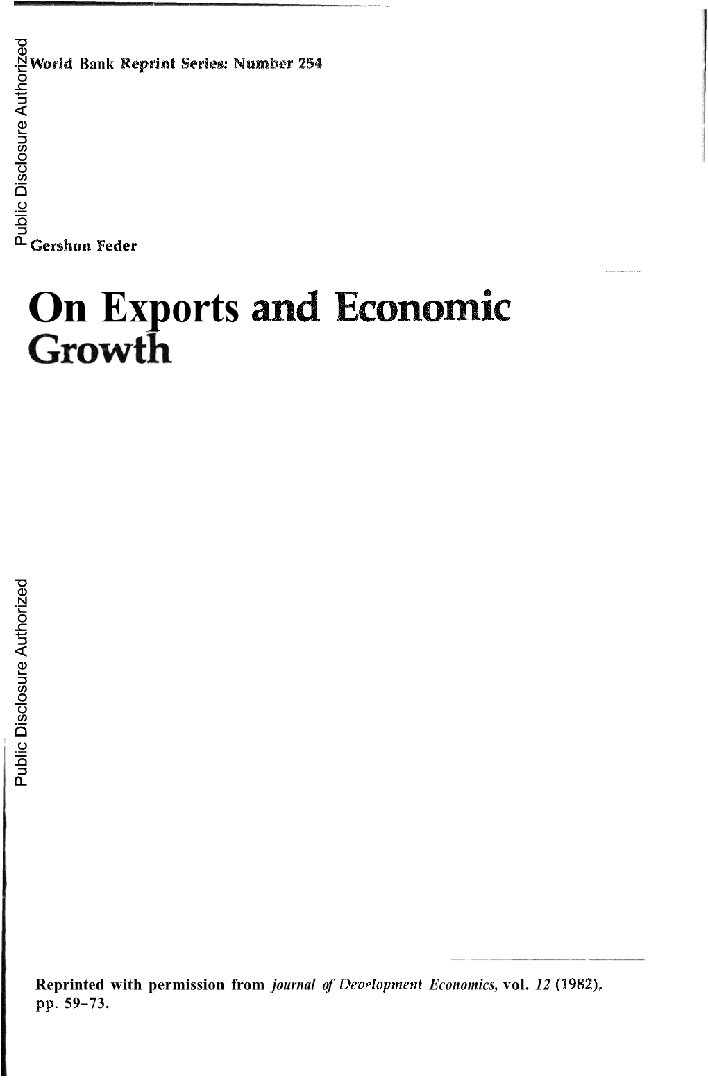 On Exports and Economic Growth