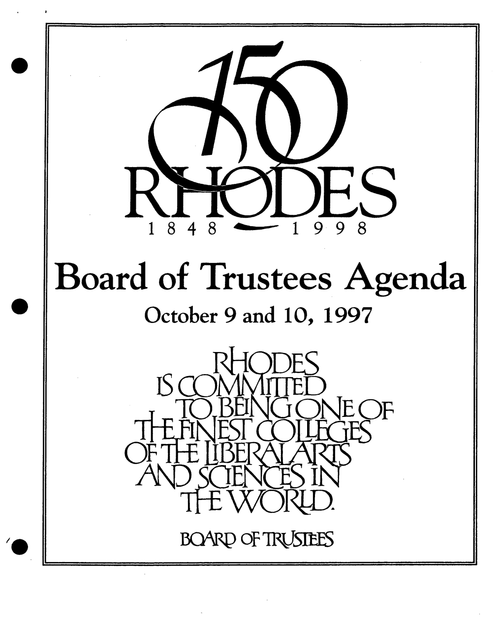 Board of Trustees Agenda Fl October 9 and 10, 1997