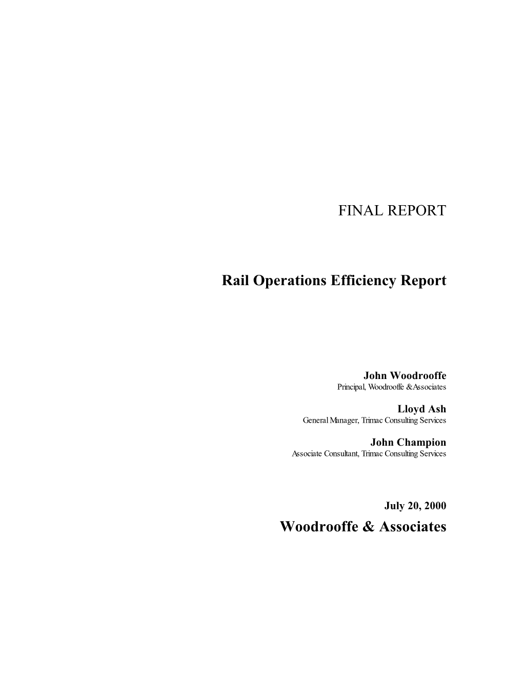 Rail Operations Efficiency Report