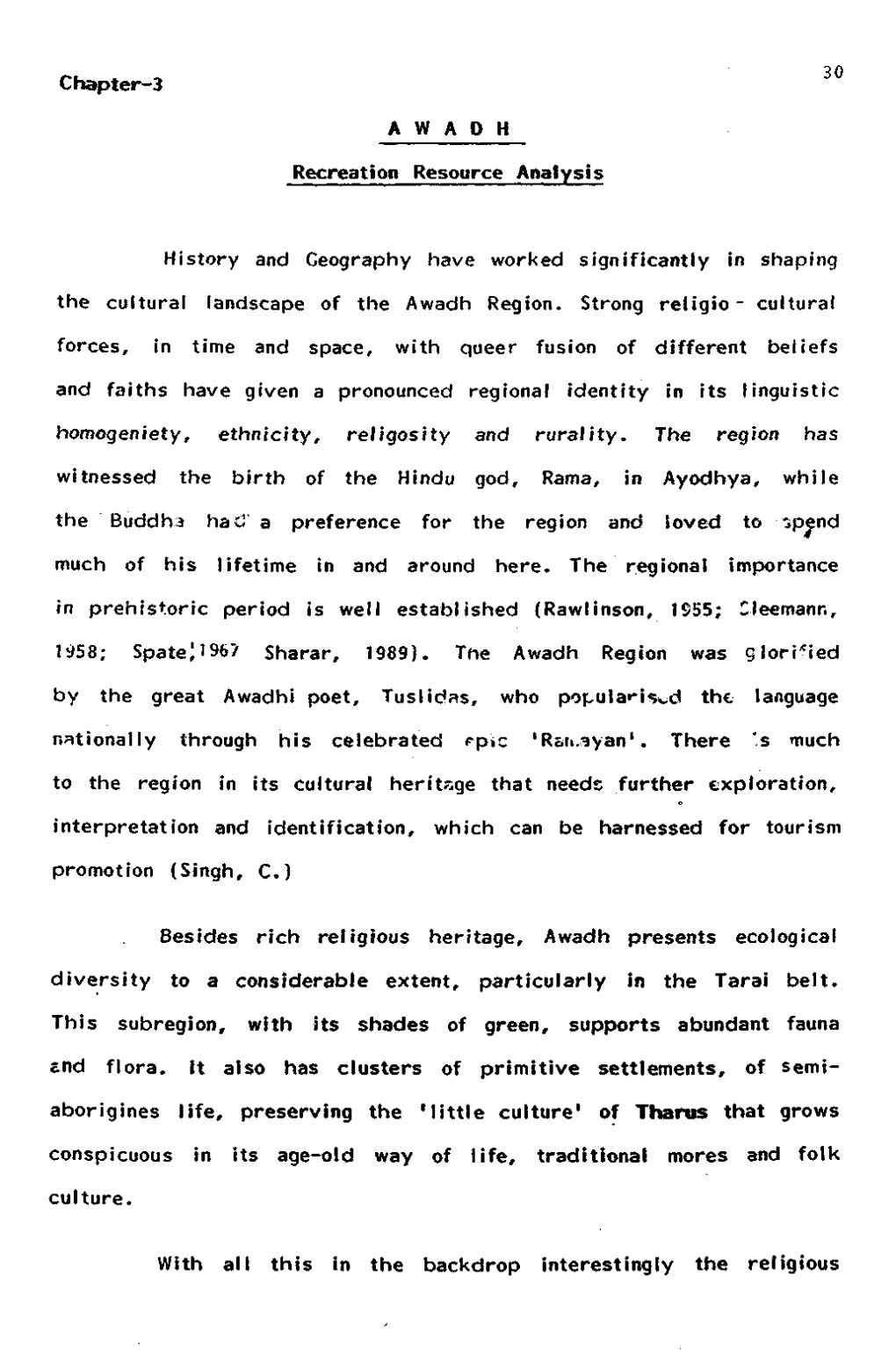 Chapter-3 a W a D H Recreation Resource Analysis History And