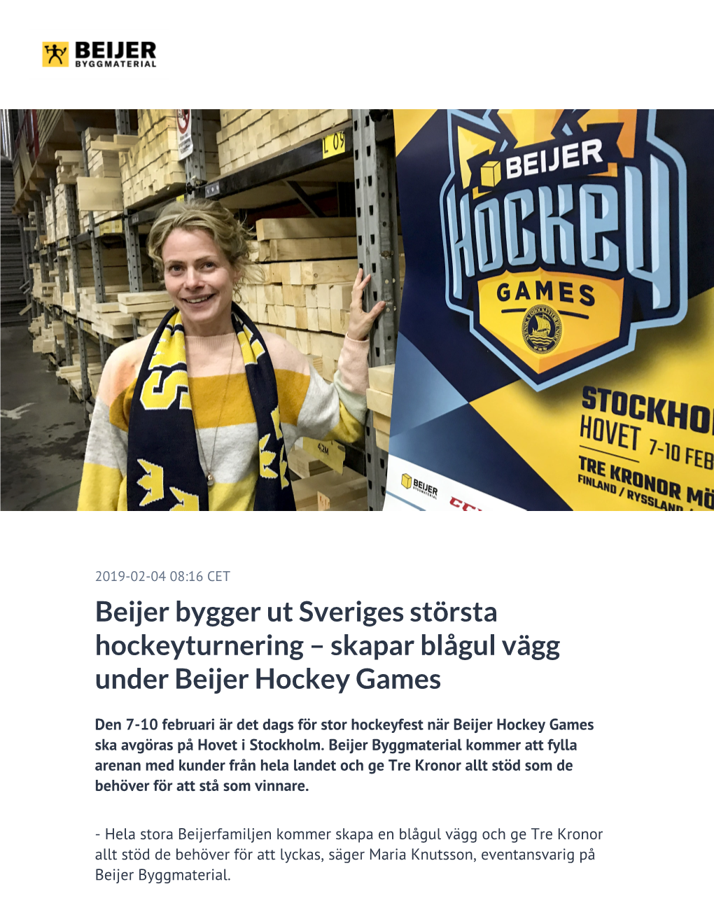 Skapar Blågul Vägg Under Beijer Hockey Games
