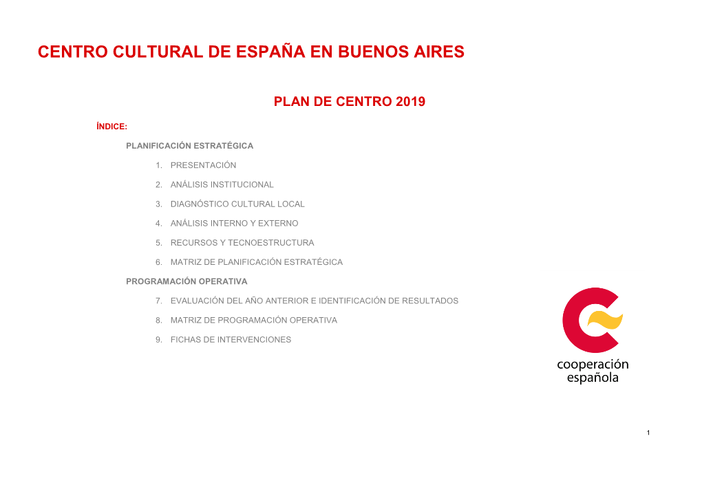 Plan De Centro De 2019 CCE En Buenos Aires