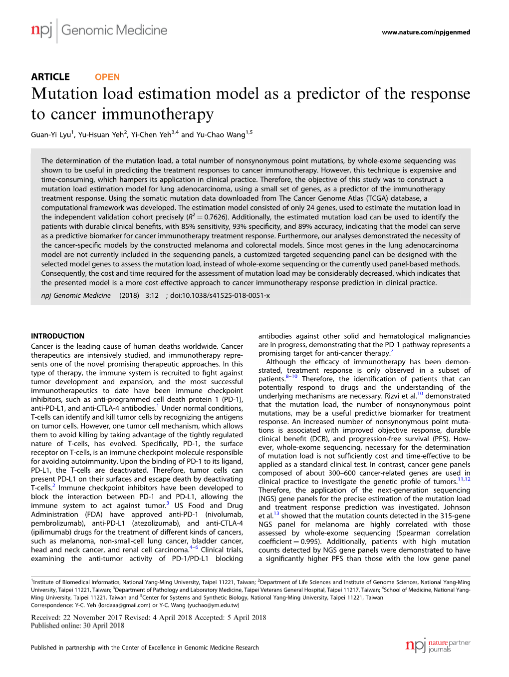 Mutation Load Estimation Model As a Predictor of the Response to Cancer Immunotherapy