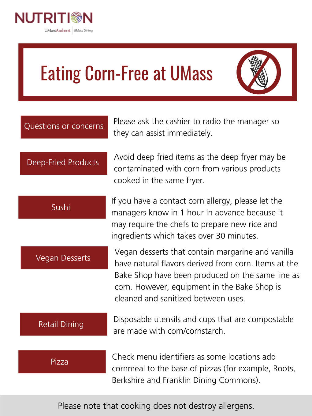 Corn-Free at Umass