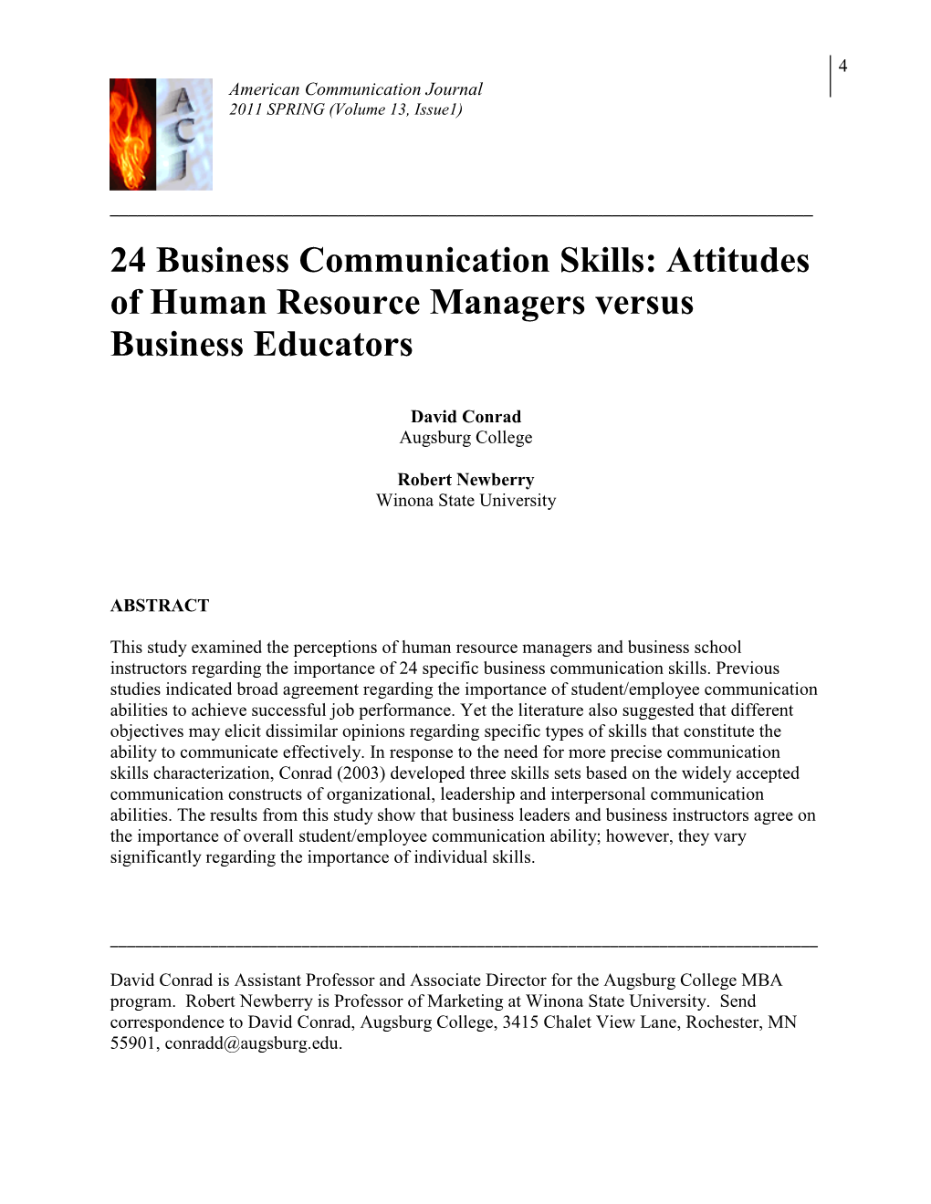 Attitudes of Human Resource Managers Versus Business Educators