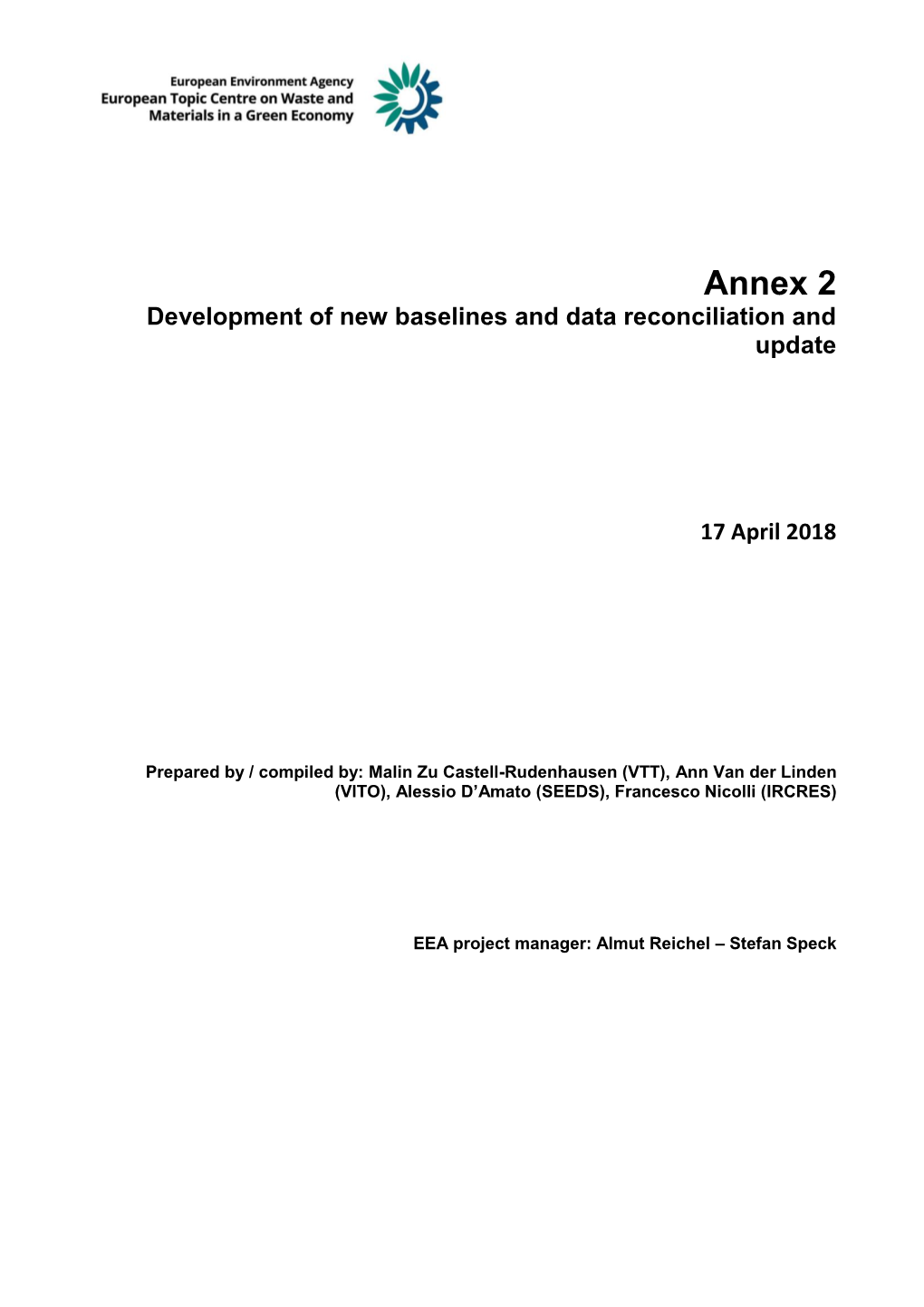 Annex 2 Development of New Baselines and Data Reconciliation and Update