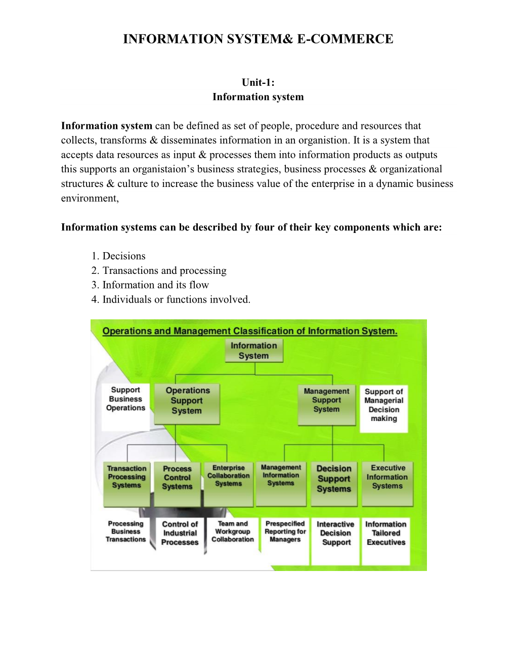 Information System& E-Commerce