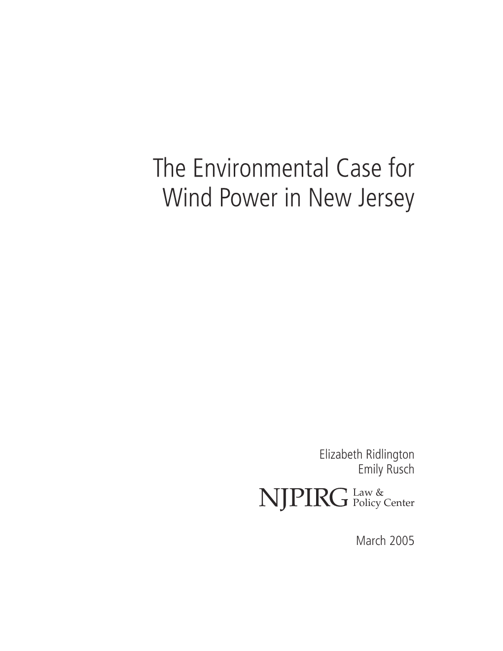 The Environmental Case for Wind Power in New Jersey