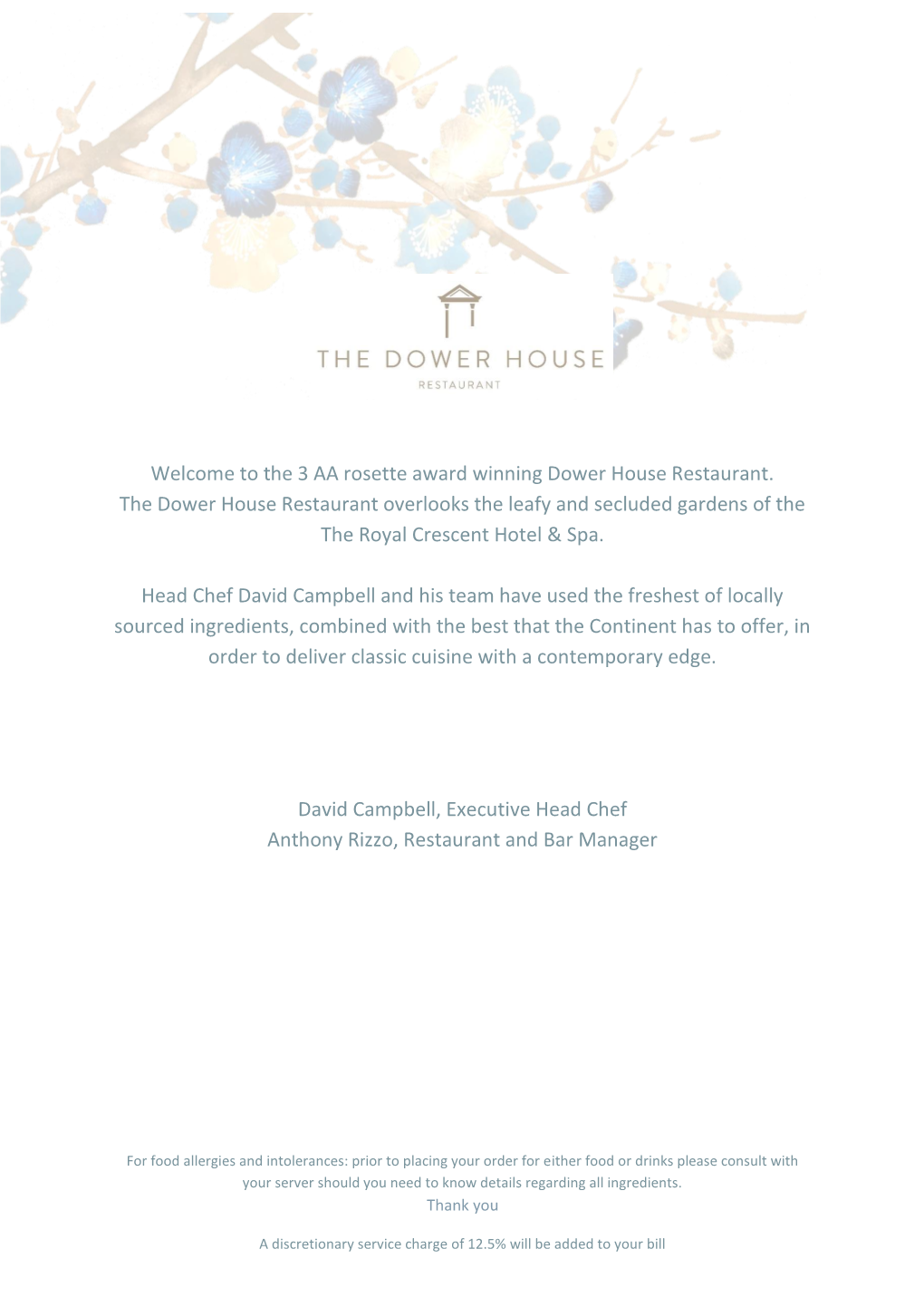 Welcome to the 3 AA Rosette Award Winning Dower House Restaurant