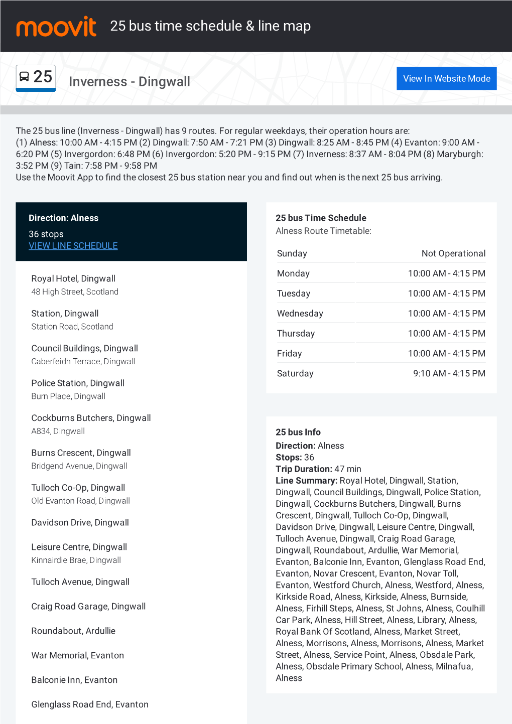 25 Bus Time Schedule & Line Route