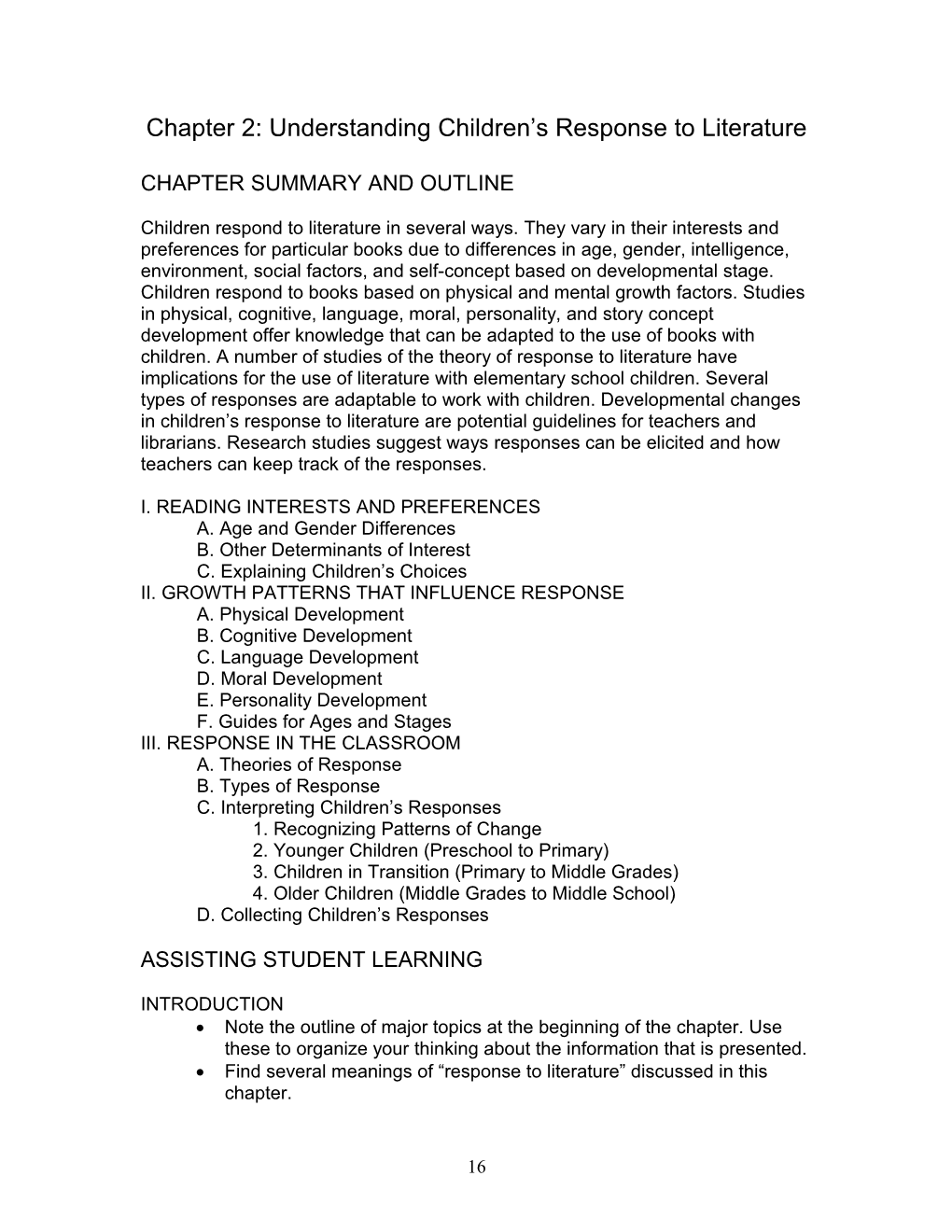 Chapter 2: Understanding Children S Response to Literature