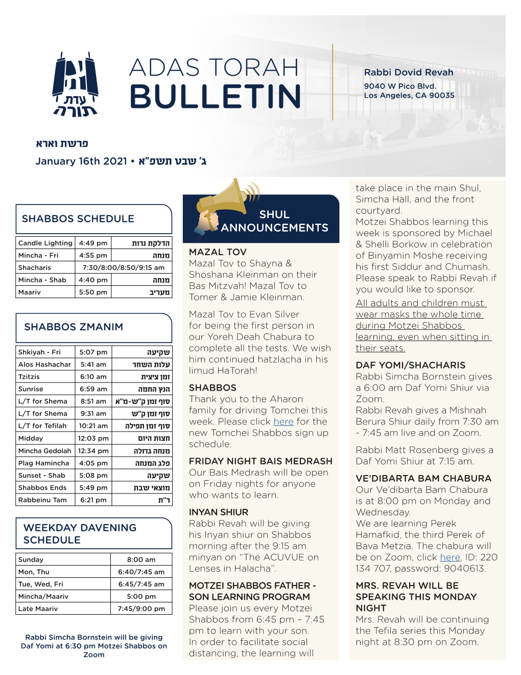 BULLETIN Los Angeles, CA 90035