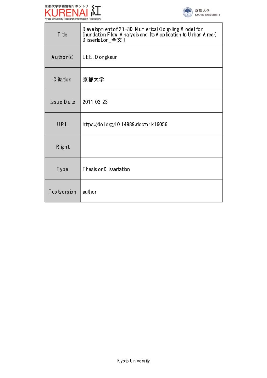 Title Development of 2D-3D Numerical Coupling Model For