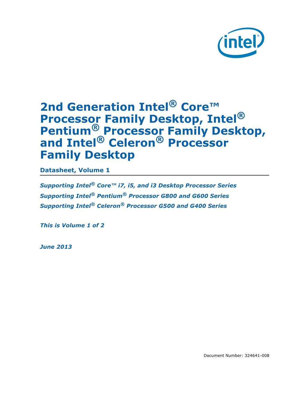 2Nd Generation Intel Core Processor Family Desktop, Intel Pentium