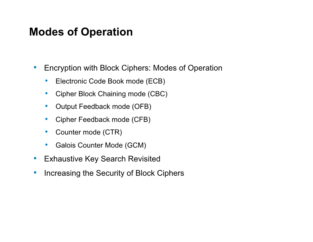 Modes of Operation